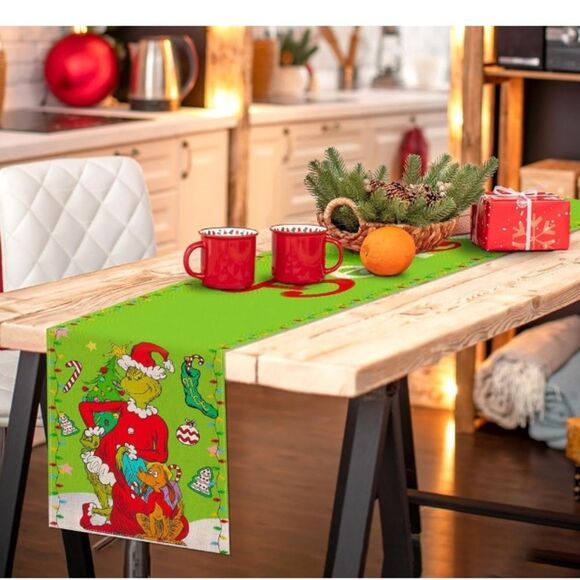 Merry Christmas Table Runner Whoville Xmas Winter Holiday Believe Theme Party - Picture 4 of 4